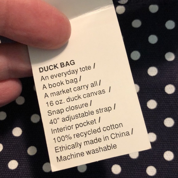 BAGGU Duck Tote Shoulder Crossbody Handle Tote PolkaDot Blue White Classic NEW - Picture 8 of 16